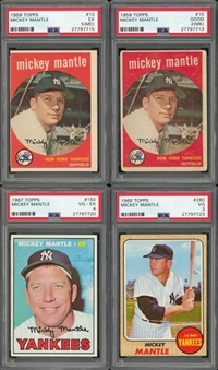 1959-1968 Topps Mickey Mantle PSA-Graded Collection (4)